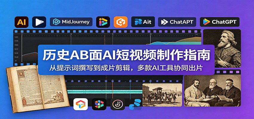 历史AB面AI短视频制作指南：从提示词撰写到成片剪辑，多款AI工具协同出片-轻资本网