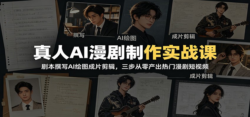真人AI漫剧制作实战课：剧本撰写AI绘图成片剪辑，三步从零产出热门漫剧短视频-轻资本网