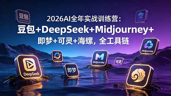 2026AI全年实战训练营：豆包+DeepSeek+Midjourney+即梦+可灵+海螺，全工具链-轻资本网