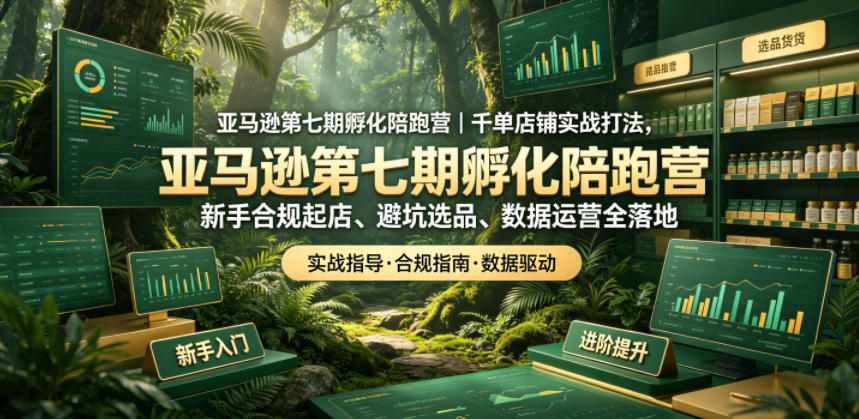 亚马逊第七期孵化陪跑营｜千单店铺实战打法，新手合规起店、避坑选品、数据运营全落地(更新0625)-轻资本网