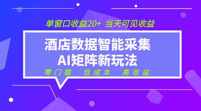2026酒店数据采集ai智能矩阵新风口  低成本   高收益   当天见收益   单窗口20+-轻资本网