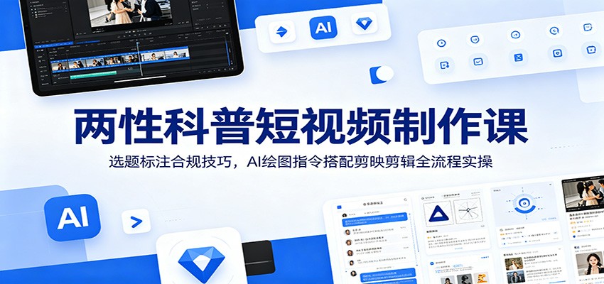 两性科普短视频制作课：选题标注合规技巧，AI绘图指令搭配剪映剪辑全流程实操-轻资本网