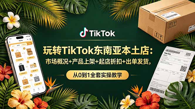 玩转TikTok东南亚本土店：市场概况+产品上架+起店折扣+出单发货，从0到1全套实操教学-轻资本网