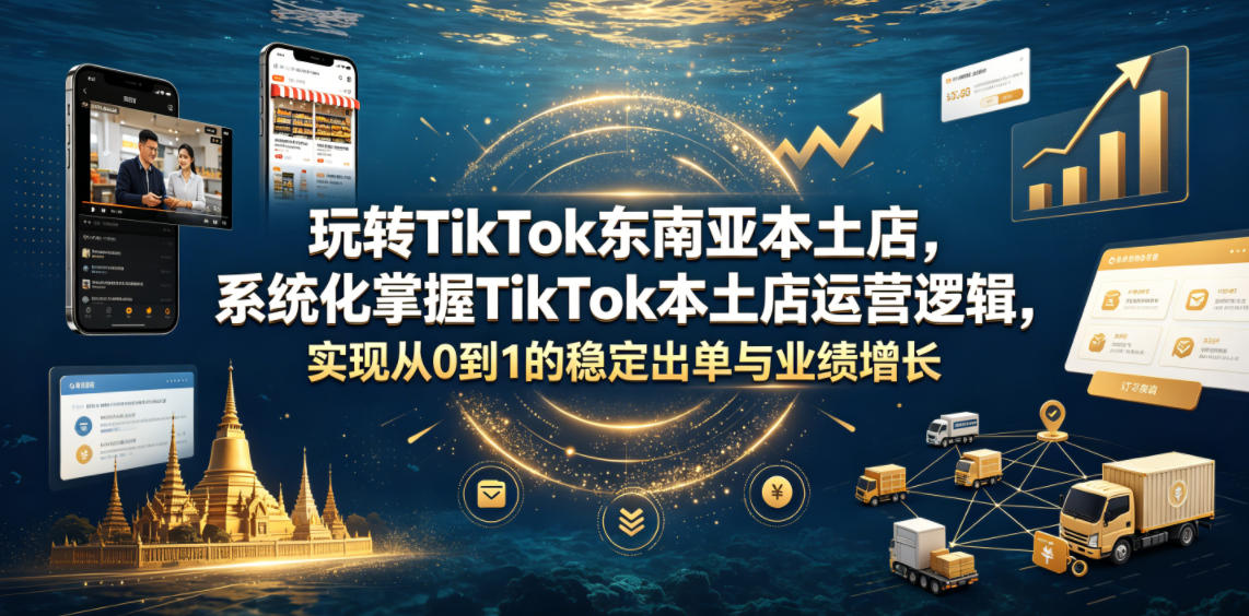 玩转TikTok东南亚本土店，系统化掌握TikTok本土店运营逻辑，实现从0到1的稳定出单与业绩增长-轻资本网