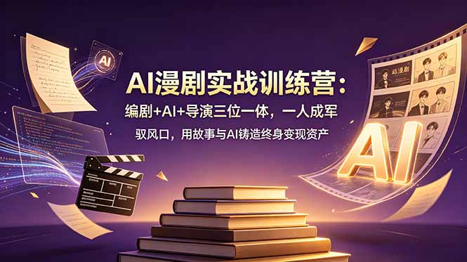 AI漫剧实战训练营：编剧+AI+导演三位一体，一人成军 驭风口，用故事与AI铸造终身变现资产-轻资本网