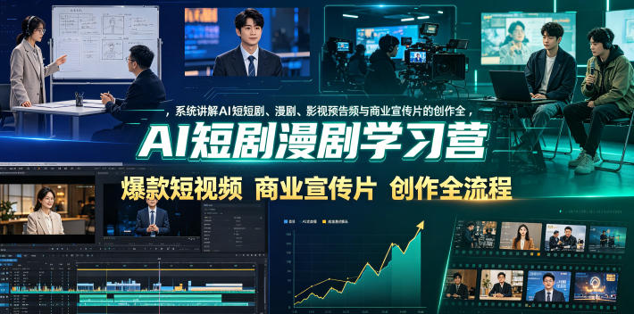 AI短剧漫剧学习营，系统讲解AI短剧、漫剧、影视预告片、爆款短视频与商业宣传片的创作全流程-轻资本网