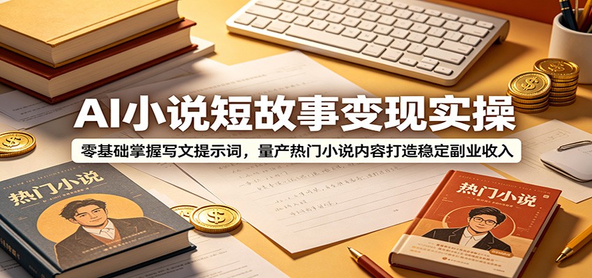 AI小说短故事变现实操：零基础掌握写文提示词，量产热门小说内容打造稳定副业收入-轻资本网