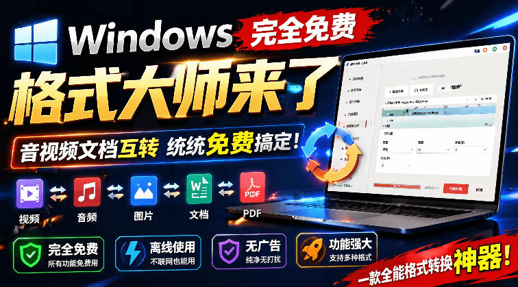 Windows完全免费格式大师来了，音视频文档互转统统免费搞定！免费无广，离线使用格式大师-轻资本网