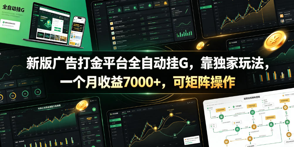 新版广告打金平台全自动挂G，靠独家玩法，一个月收益7000+，可矩阵操作【附全套脚本】【揭秘】-轻资本网