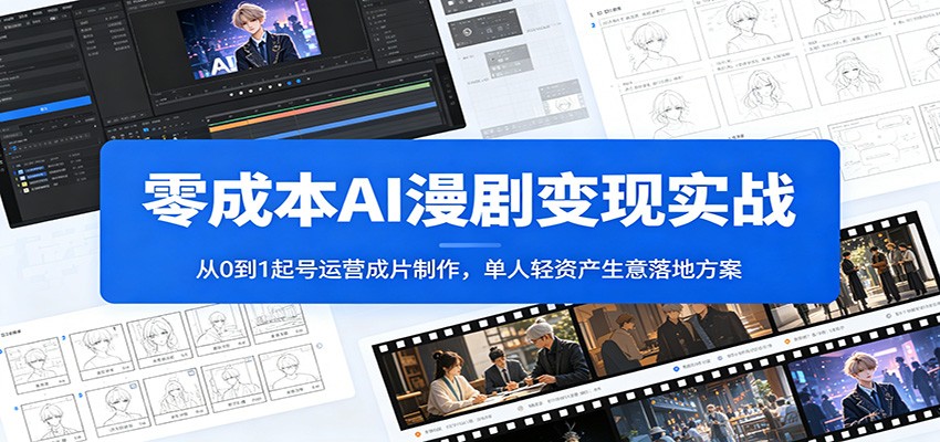零成本AI漫剧变现实战：从0到1起号运营成片制作，单人轻资产生意落地方案-轻资本网