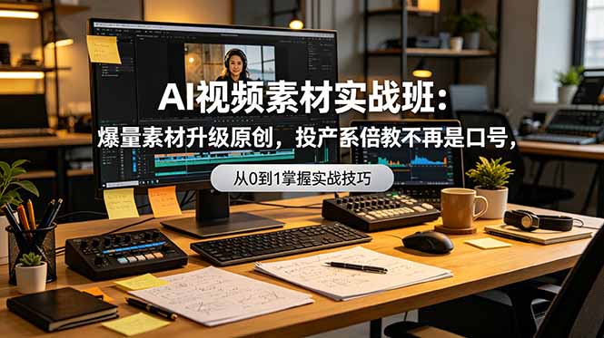 AI视频素材实战班：爆量素材升级原创，投产翻倍不再是口号，0-1系统教学实战落地-轻资本网