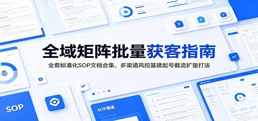 全域矩阵批量获客指南：全套标准化SOP文档合集，多渠道风控基建起号截流扩量打法-轻资本网
