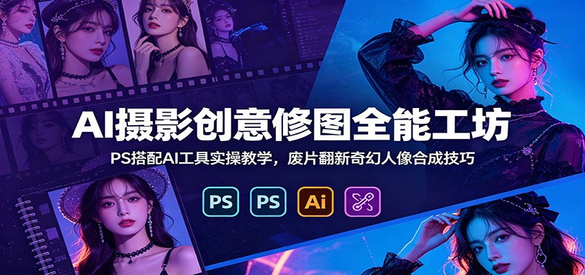 AI摄影创意修图全能工坊：PS搭配AI工具实操教学，废片翻新奇幻人像合成技巧-轻资本网