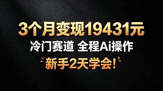 3个月变现19431元，冷门赛道 全程Ai操作，新手2天学会！-轻资本网