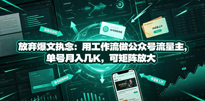 放弃爆文执念：用工作流做公众号流量主，单号月入几K，可矩阵放大-轻资本网