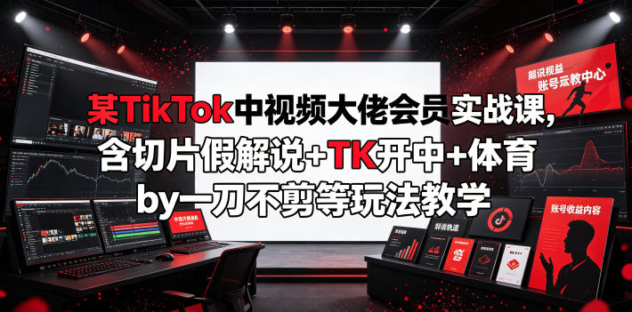 某TikTok中视频大佬会员实战课，含切片假解说+TK开中+体育by一刀不剪等玩法教学-轻资本网