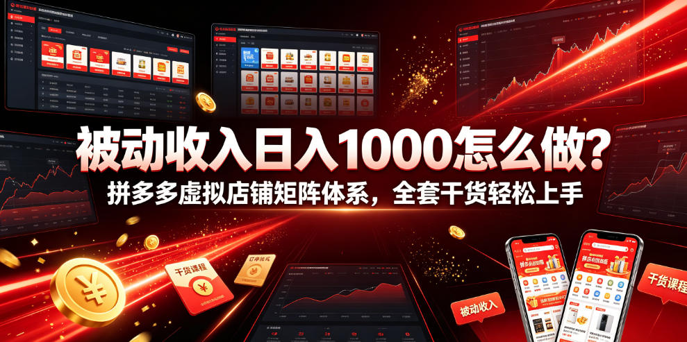 被动收入日入1000怎么做？拼多多虚拟店铺矩阵体系，全套干货轻松上手【揭秘】-轻资本网