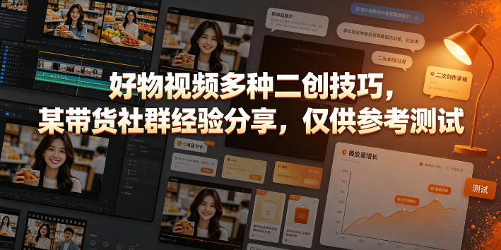 好物视频多种二创技巧，某带货社群经验分享，仅供参考测试-轻资本网