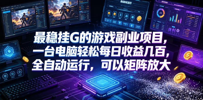 最稳挂G的游戏副业项目，一台电脑轻松每日收益几百，全自动运行，可以矩阵放大【揭秘】-轻资本网