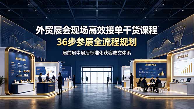 外贸展会现场高效接单干货课程，36步参展全流程规划，展前展中展后标准化获客成交体系-轻资本网