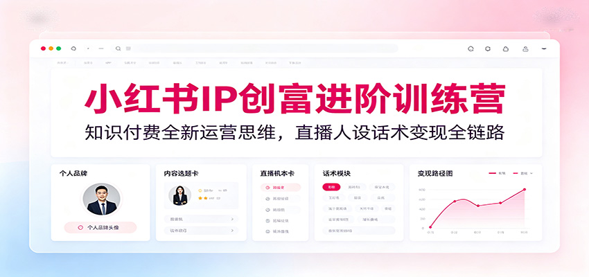 小红书IP创富进阶训练营：知识付费全新运营思维，直播人设话术变现全链路-轻资本网