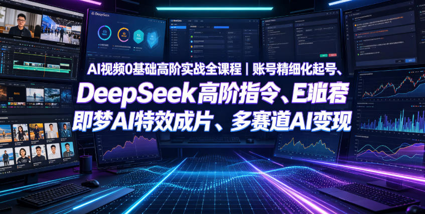 AI视频0基础高阶实战全课程｜账号精细化起号、DeepSeek高阶指令、即梦AI特效成片、多赛道AI短视频量产变现-轻资本网