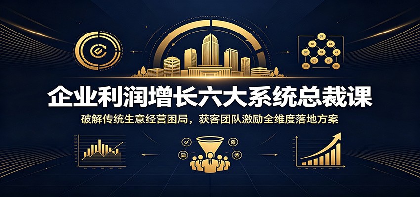企业利润增长六大系统总裁课：破解传统生意经营困局，获客团队激励全维度落地方案-轻资本网