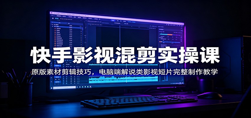 快手影视混剪实操课：原版素材剪辑技巧，电脑端解说类影视短片完整制作教学-轻资本网