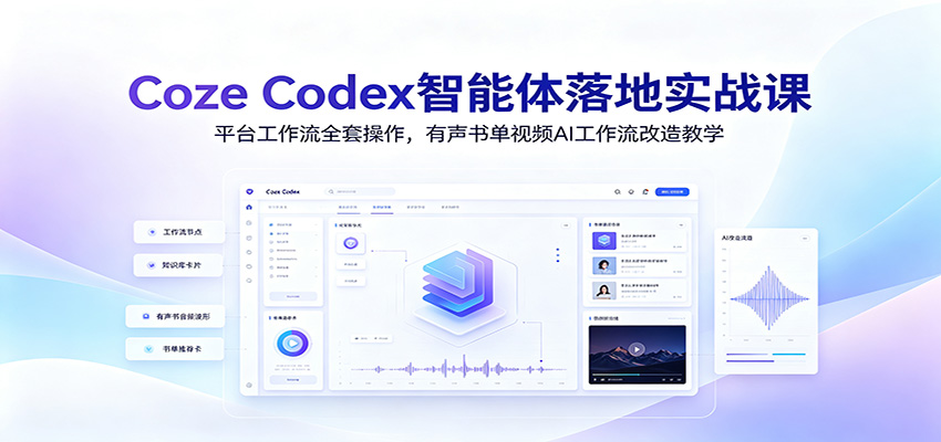 Coze Codex智能体落地实战课：平台工作流全套操作，有声书单视频AI工作流改造教学-轻资本网