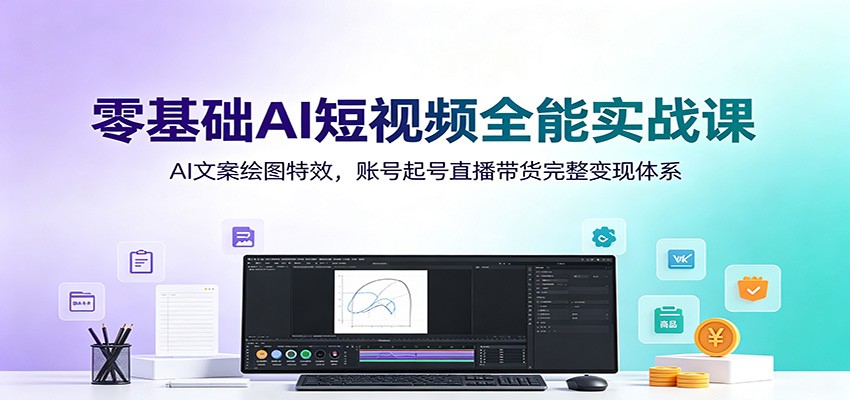 零基础AI短视频全能实战课：AI文案绘图特效，账号起号直播带货完整变现体系-轻资本网