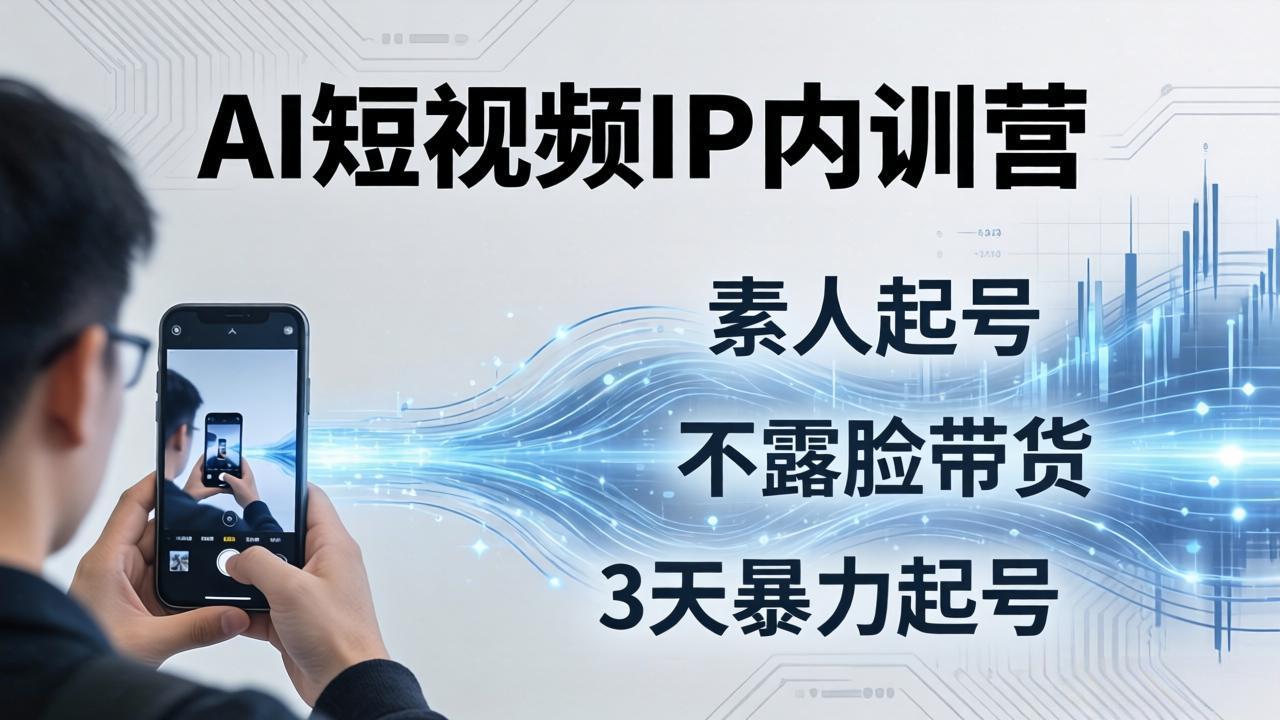 2026AI短视频IP内训营-更新：从素人起号到不露脸带货，3天暴力起号全流程拆解-轻资本网