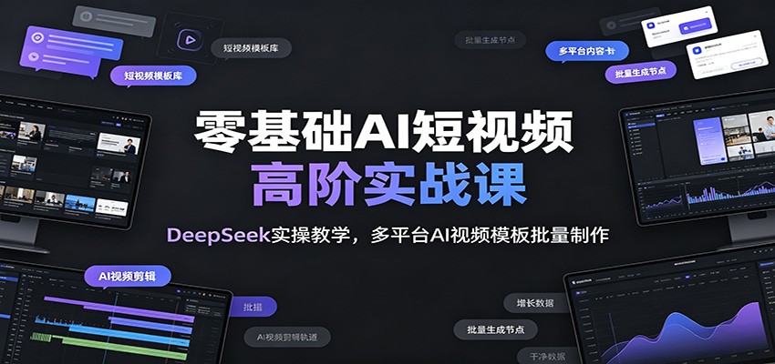 零基础AI短视频高阶实战课：DeepSeek实操教学，多平台AI视频模板批量制作-轻资本网