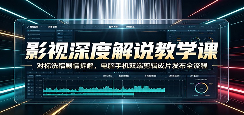 影视深度解说教学课：对标洗稿剧情拆解，电脑手机双端剪辑成片发布全流程-轻资本网