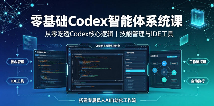 零基础Codex智能体系统课｜从零吃透Codex核心逻辑、技能管理与IDE工具，搭建专属私人AI自动化工作流-轻资本网