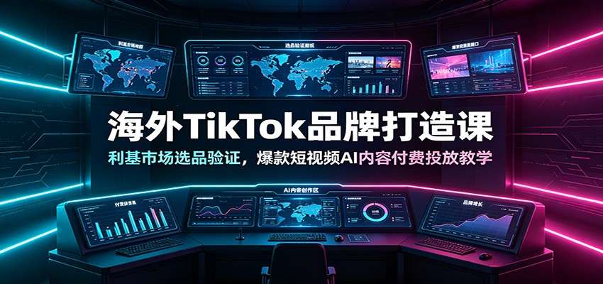 海外TikTok品牌打造课：利基市场选品验证，爆款短视频AI内容付费投放教学-轻资本网