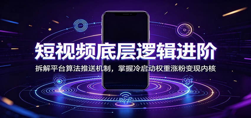 短视频底层逻辑进阶：拆解平台算法推送机制，掌握冷启动权重涨粉变现内核-轻资本网
