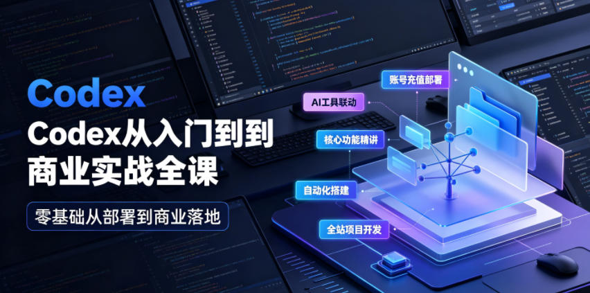 Codex从入门到商业实战全课｜账号充值部署、AI工具联动、核心功能精讲、自动化搭建、全站项目开发零基础教程-轻资本网