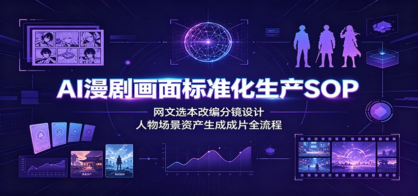 AI漫剧画面标准化生产SOP：网文选本改编分镜设计，人物场景资产生成成片全流程-轻资本网