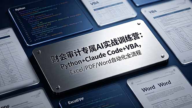 财会审计专属 AI实战训练营-更新：Python+Claude Code+VBA，Excel/PDF/Word自动化全流程-轻资本网