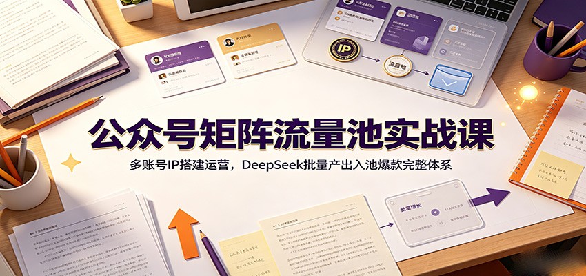 公众号矩阵流量池实战课：多账号IP搭建运营，DeepSeek批量产出入池爆款完整体系-轻资本网