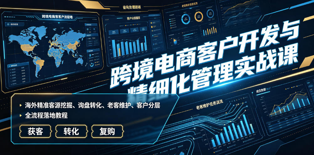 跨境电商客户开发与精细化管理实战课｜海外精准客源挖掘、询盘转化、老客维护、客户分层全流程落地教程-轻资本网
