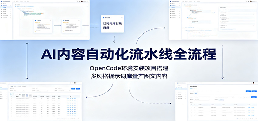 AI内容自动化流水线全流程：OpenCode环境安装项目搭建，多风格提示词库量产图文内容-轻资本网