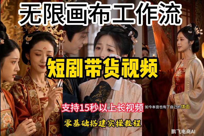 无限画布工作流制作短剧带货视频支持制作15秒以上视频，实操搭建教学，看完教程小白也能轻松搭建-轻资本网
