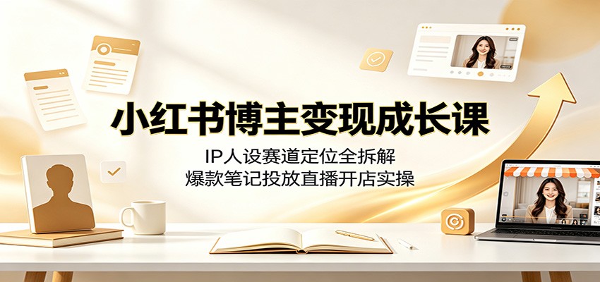 小红书博主变现成长课：IP人设赛道定位全拆解，爆款笔记投放直播开店实操-轻资本网