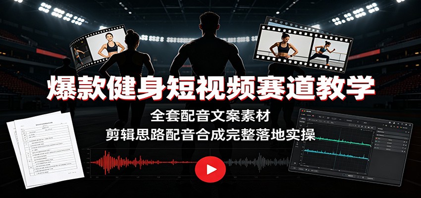 爆款健身短视频赛道教学：全套配音文案素材，剪辑思路配音合成完整落地实操-轻资本网