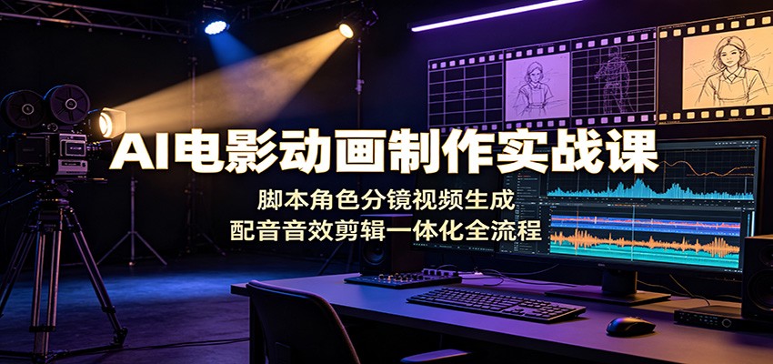 AI电影动画制作实战课：脚本角色分镜视频生成，配音音效剪辑一体化全流程-轻资本网