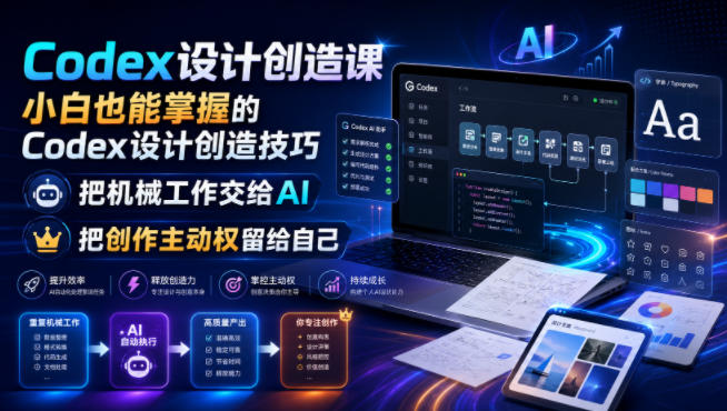 Codex设计创造课，小白也能掌握的Codex设计创造技巧，把机械工作交给AI，把创作主动权留给自己-轻资本网