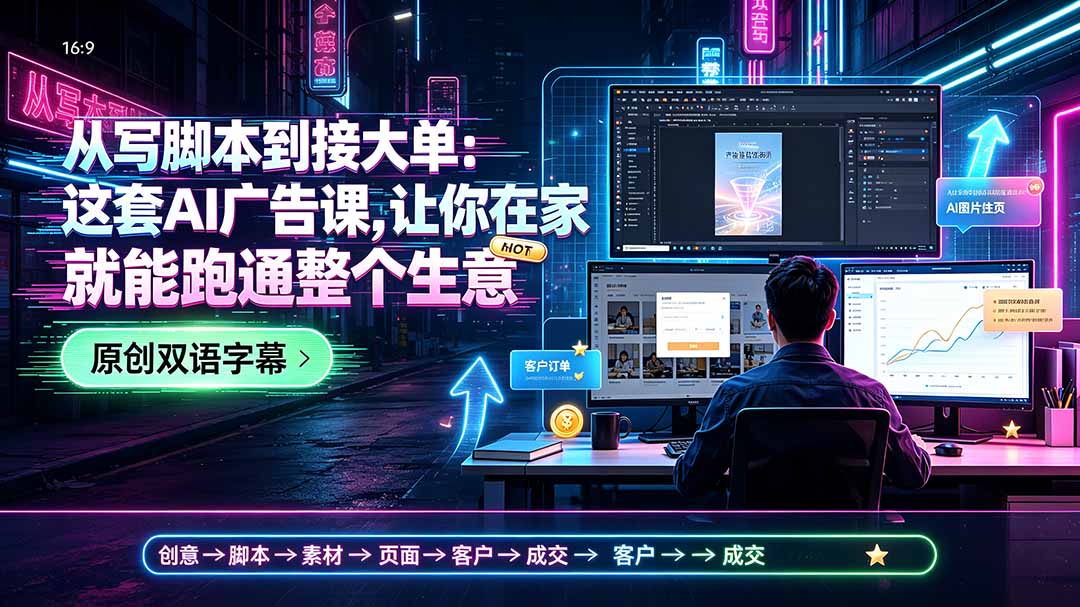 从写脚本到接大单：这套AI广告课，让你在家就能跑通整个生意【原创双语字幕】-轻资本网