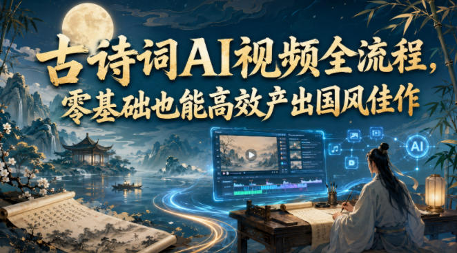 古诗词AI视频全流程，零基础也能高效产出国风佳作-轻资本网