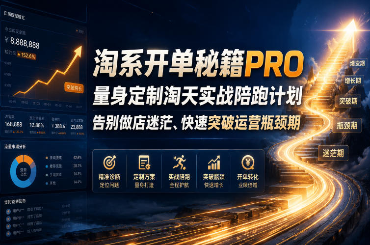 淘系开单秘籍PRO，量身定制淘天实战陪跑计划，告别做店迷茫、快速突破运营瓶颈期(20260715)-轻资本网